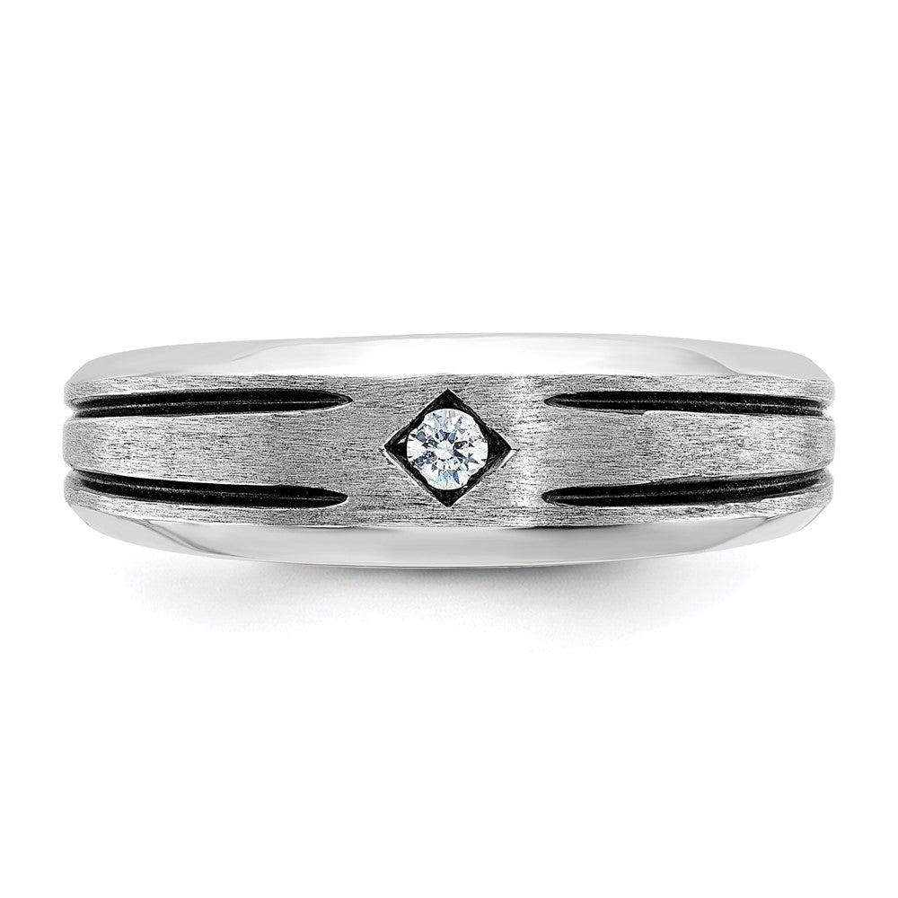 10K White Gold Ibgoodman Men'S W/Black Rhod Satin Diamond Complete Ring