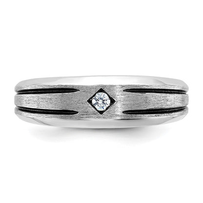 10K White Gold Ibgoodman Men'S W/Black Rhod Satin Diamond Complete Ring