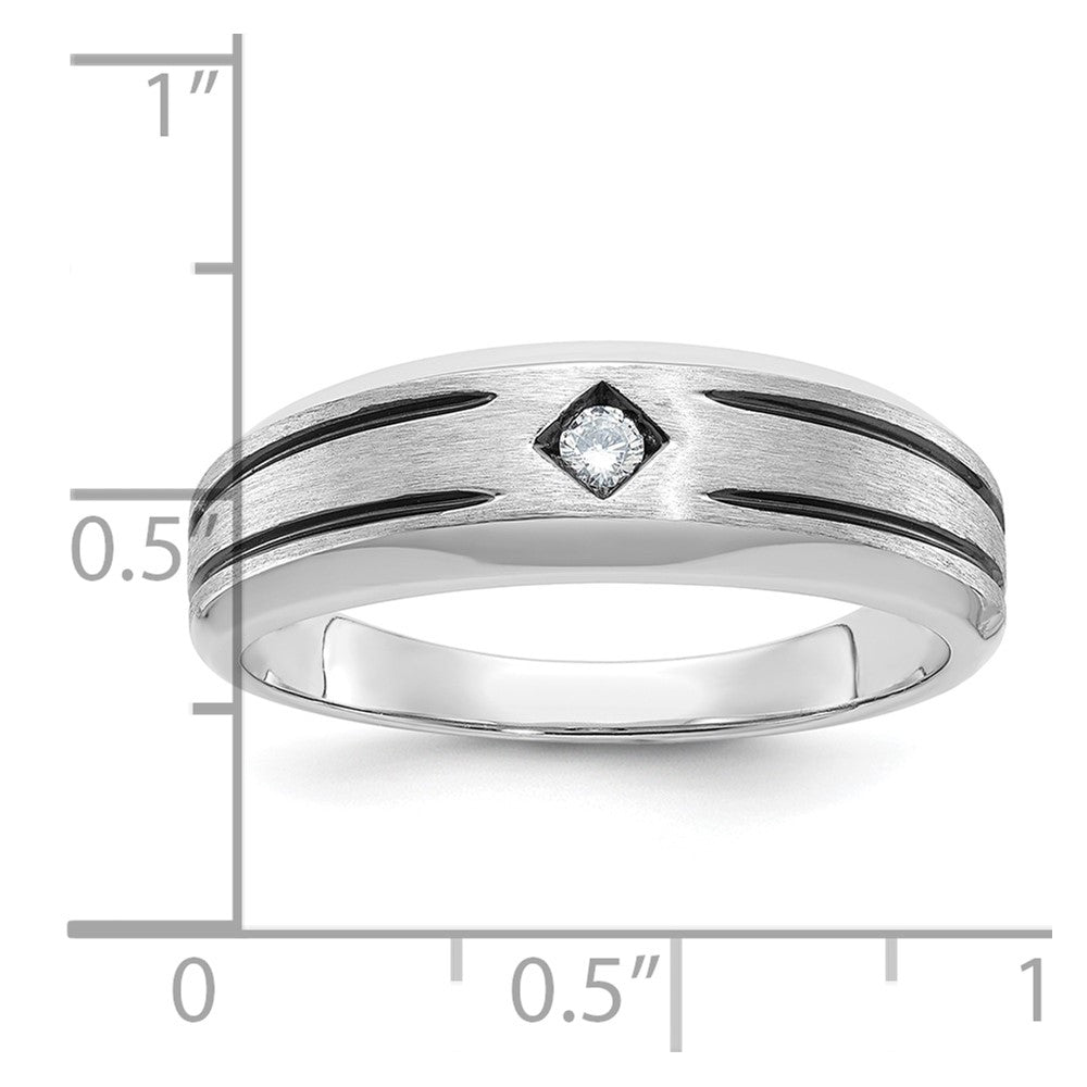 10K White Gold Ibgoodman Men'S W/Black Rhod Satin Diamond Complete Ring