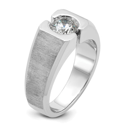 14k White Gold 1 Ct. Lab Grown Diamond VS/SI+ G+ Complete Polished and Satin Men's Ring