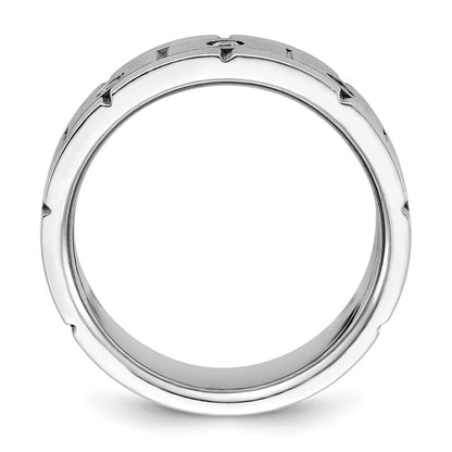 14k White Gold 1/6 Ct. Lab Grown Diamond VS/SI+ G+ Three Stone Polished Satin and Grooved Men's Ring