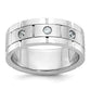 14k White Gold 1/6 Ct. Lab Grown Diamond VS/SI+ G+ Three Stone Polished Satin and Grooved Men's Ring