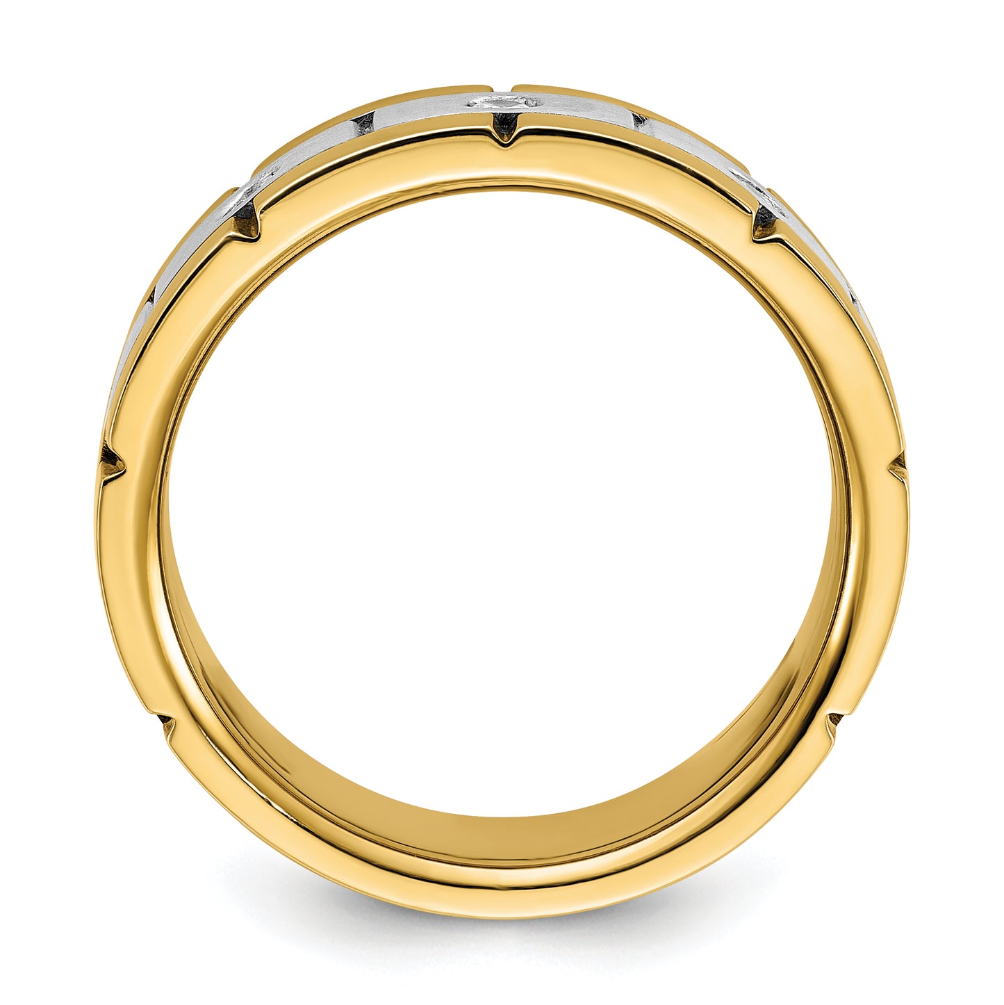 14k Two-tone Two Tone 1/6 Ct. Lab Grown Diamond VS/SI+ G+ Three Stone Men's Ring