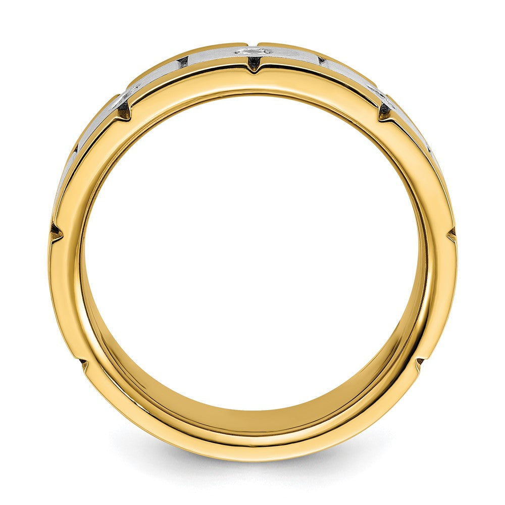 14k Two-tone Two Tone 1/6 Ct. Lab Grown Diamond VS/SI+ G+ Three Stone Men's Ring