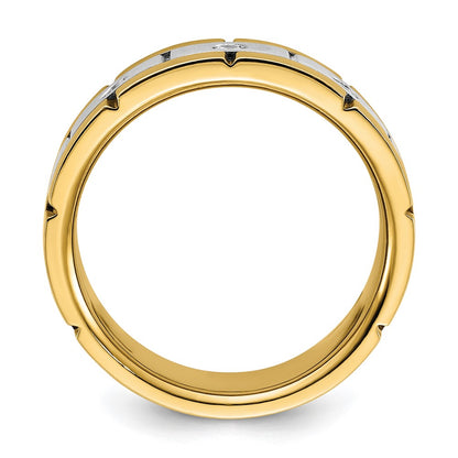 14k Two-tone Two Tone 1/6 Ct. Lab Grown Diamond VS/SI+ G+ Three Stone Men's Ring