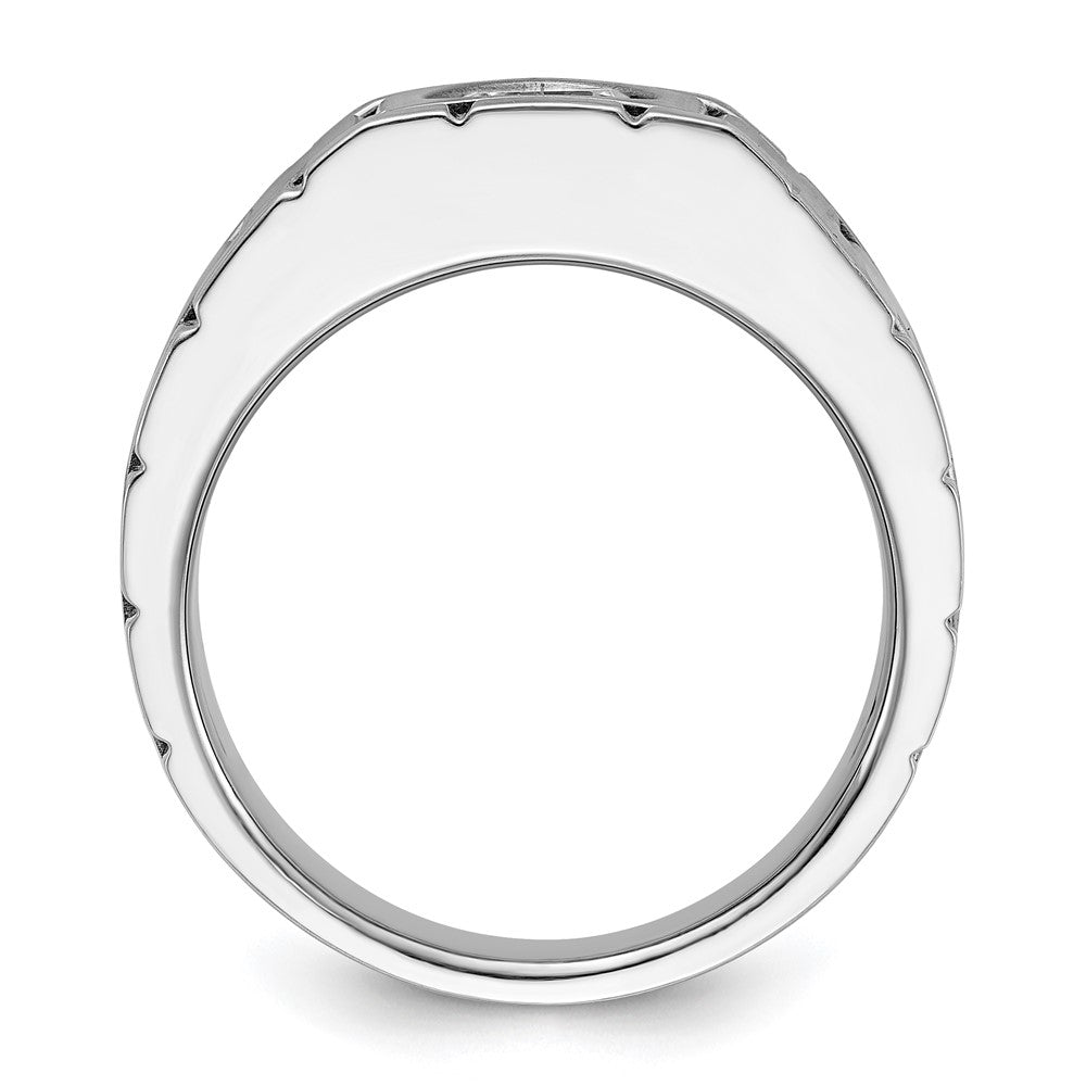 14K White Gold True Origin Ibgoodman 1 Carat Lab Grown Diamond Vs/Si+ G+ Complete Polished And Satin Men'S Ring