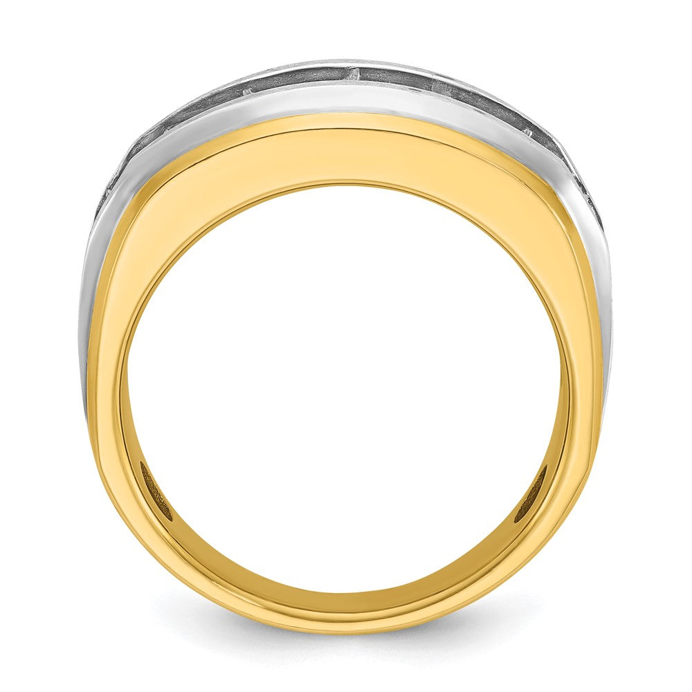 14k Yellow & Rhodium with White 1 1/2 Ct. Lab Grown Diamond VS/SI+ G+ Satin Men's Ring