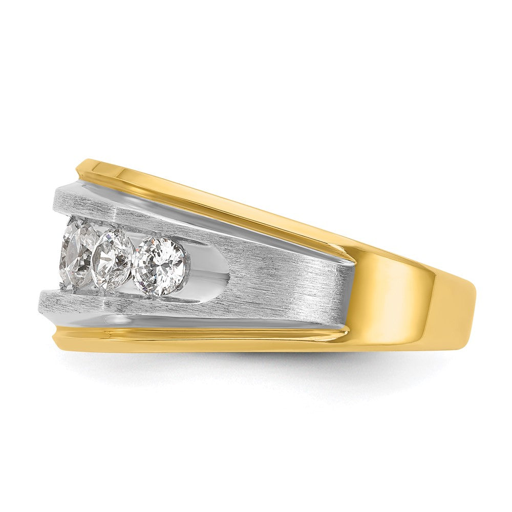 14k Yellow & Rhodium with White 1 1/2 Ct. Lab Grown Diamond VS/SI+ G+ Satin Men's Ring