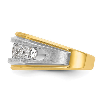 14k Yellow & Rhodium with White 1 1/2 Ct. Lab Grown Diamond VS/SI+ G+ Satin Men's Ring