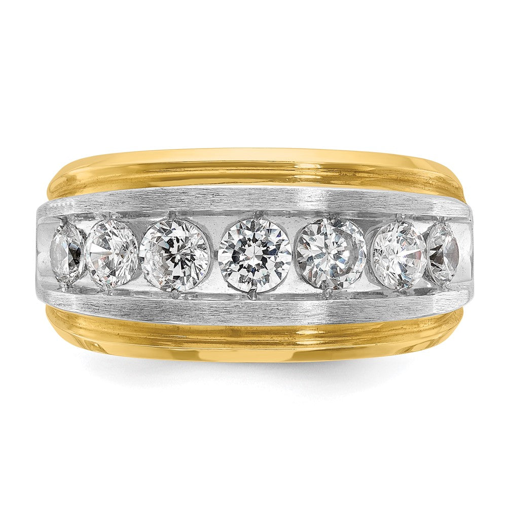 14k Yellow & Rhodium with White 1 1/2 Ct. Lab Grown Diamond VS/SI+ G+ Satin Men's Ring