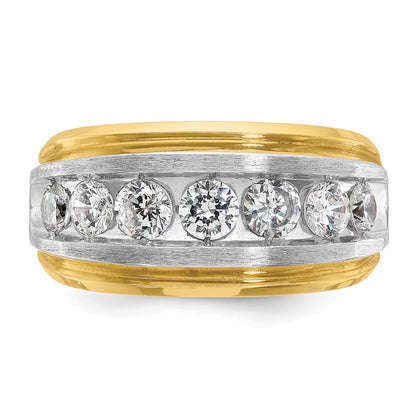 14k Yellow & Rhodium with White 1 1/2 Ct. Lab Grown Diamond VS/SI+ G+ Satin Men's Ring