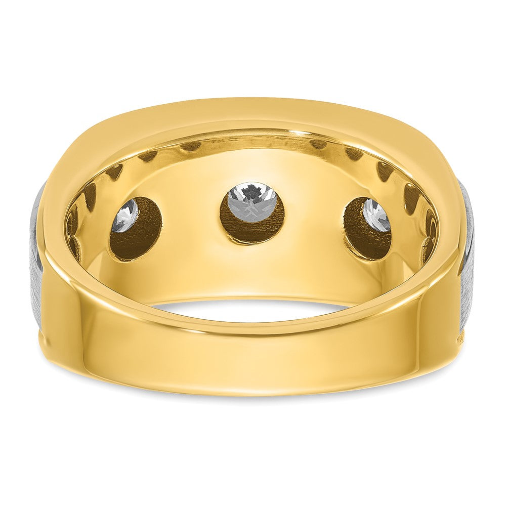 14k Yellow & Rhodium with White 1 1/2 Ct. Lab Grown Diamond VS/SI+ G+ Satin Men's Ring