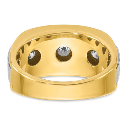 14k Yellow & Rhodium with White 1 1/2 Ct. Lab Grown Diamond VS/SI+ G+ Satin Men's Ring