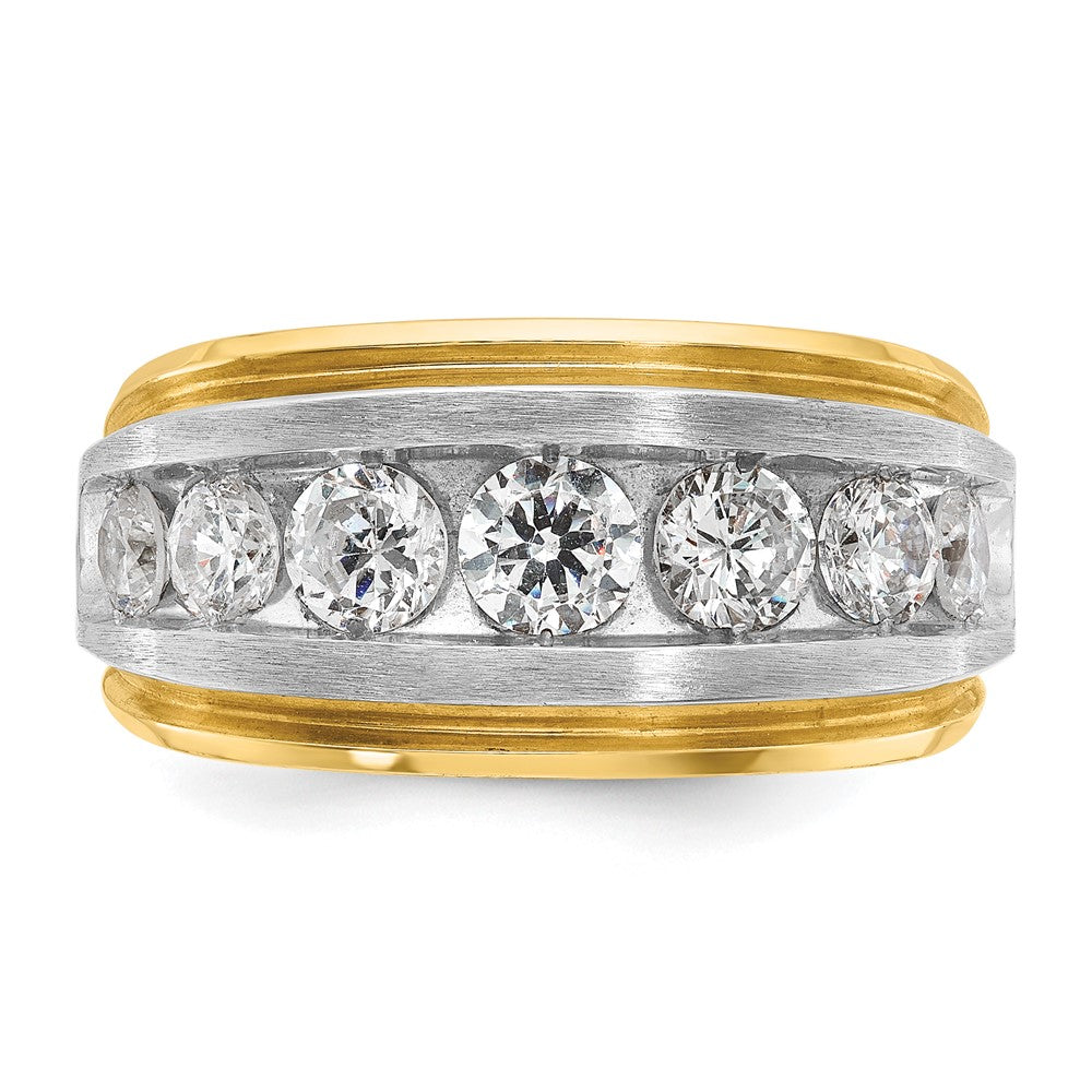 14k Yellow & Rhodium with White 2 Ct. Lab Grown Diamond VS/SI+ G+ Satin Men's Ring