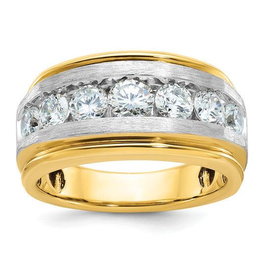 14k Yellow & Rhodium with White 2 Ct. Lab Grown Diamond VS/SI+ G+ Satin Men's Ring