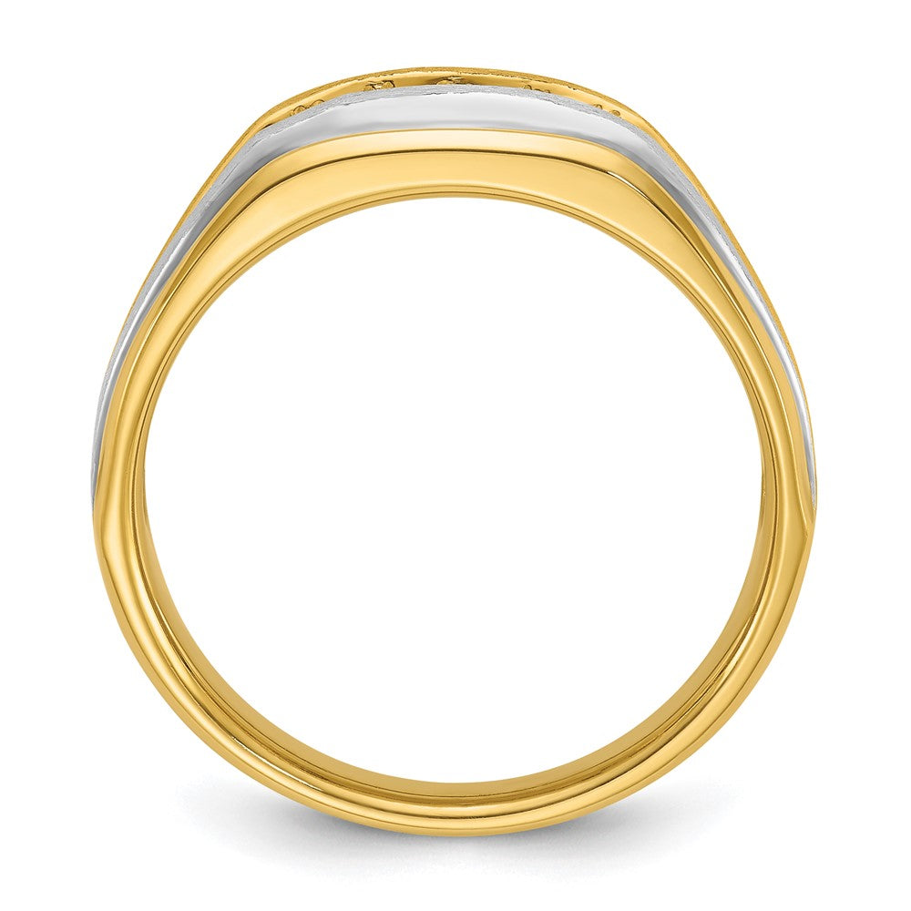 14k Yellow u0026 Rhodium Gold with White Rhodium Men's 1/4 carat Diamond Complete Ring