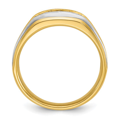 14k Yellow u0026 Rhodium Gold with White Rhodium Men's 1/4 carat Diamond Complete Ring