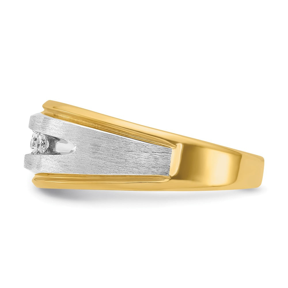 14k Yellow u0026 Rhodium Gold with White Rhodium Men's 1/4 carat Diamond Complete Ring