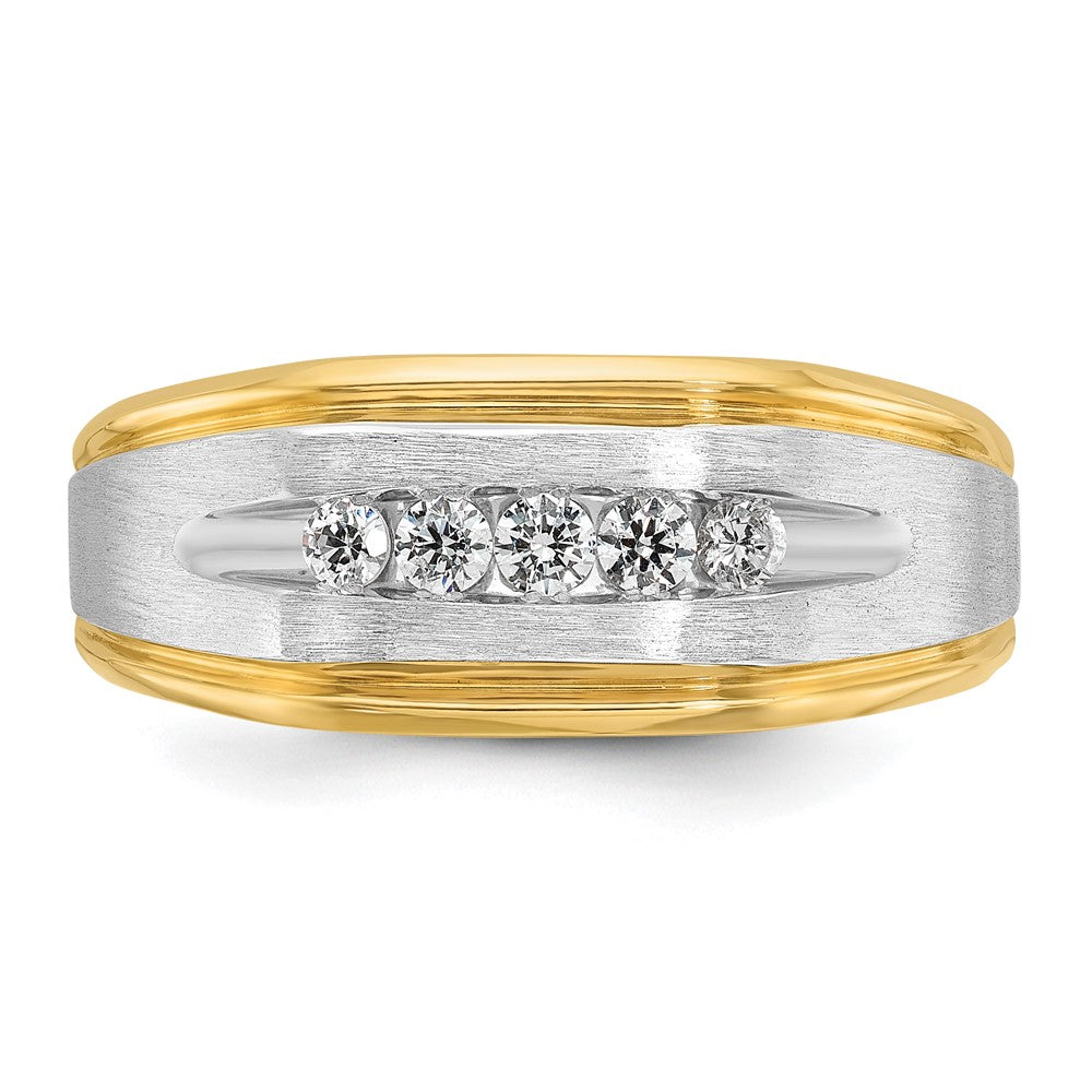 14k Yellow u0026 Rhodium Gold with White Rhodium Men's 1/4 carat Diamond Complete Ring