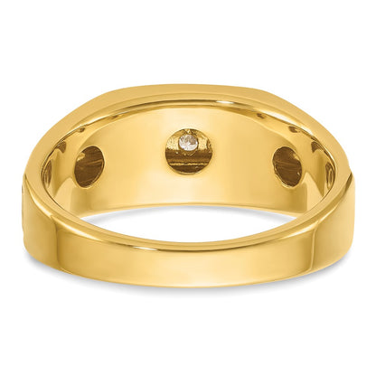 14k Yellow u0026 Rhodium Gold with White Rhodium Men's 1/4 carat Diamond Complete Ring
