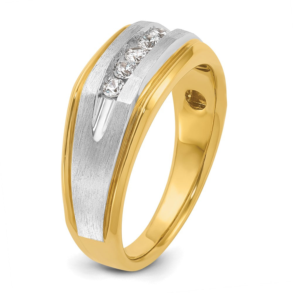 14k Yellow u0026 Rhodium Gold with White Rhodium Men's 1/4 carat Diamond Complete Ring