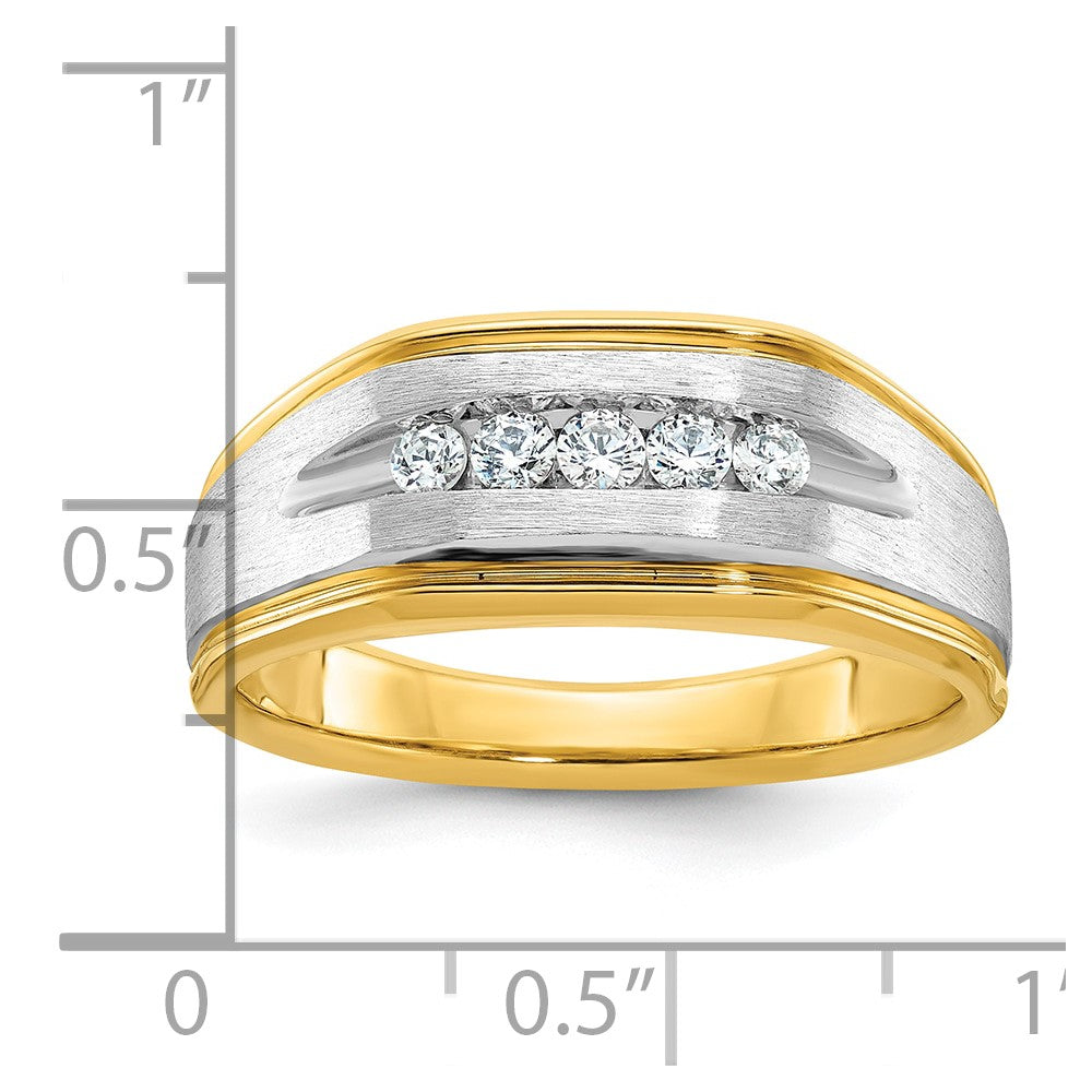 14k Yellow u0026 Rhodium Gold with White Rhodium Men's 1/4 carat Diamond Complete Ring