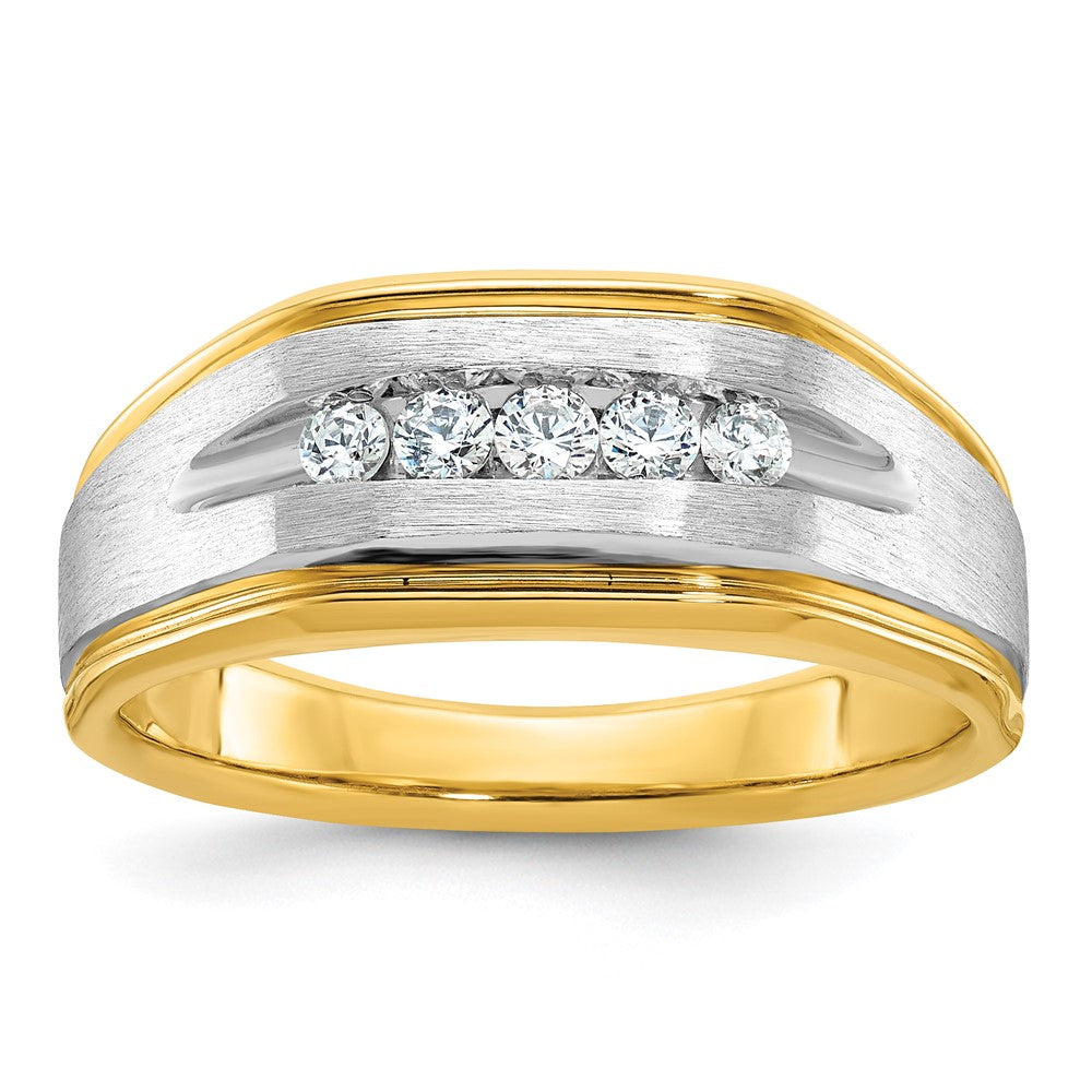 14k Yellow u0026 Rhodium Gold with White Rhodium Men's 1/4 carat Diamond Complete Ring