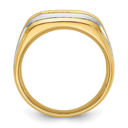 14k Two-tone Two Tone 1/2 Ct. Lab Grown Diamond VS/SI+ G+ Five Stone Polished and Satin Men's Ring