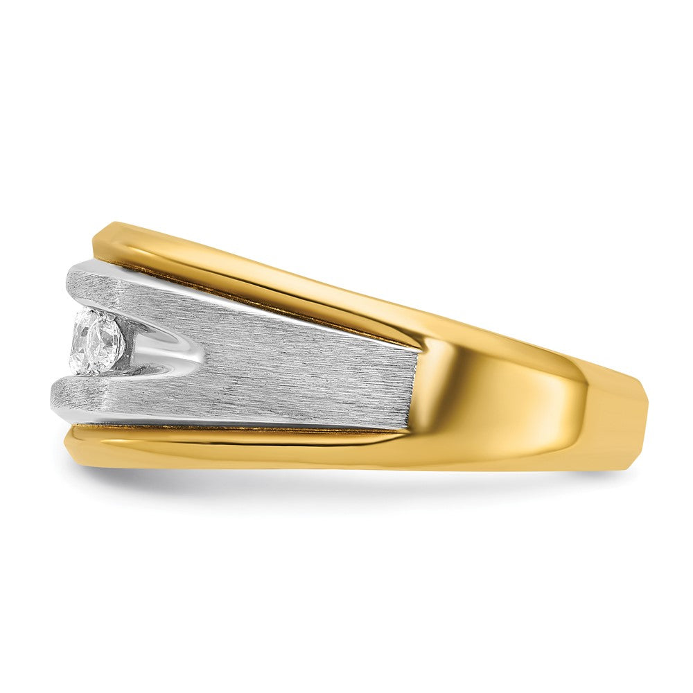 14k Two-tone Two Tone 1/2 Ct. Lab Grown Diamond VS/SI+ G+ Five Stone Polished and Satin Men's Ring