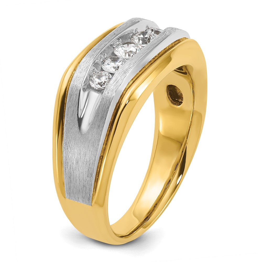 14k Two-tone Two Tone 1/2 Ct. Lab Grown Diamond VS/SI+ G+ Five Stone Polished and Satin Men's Ring