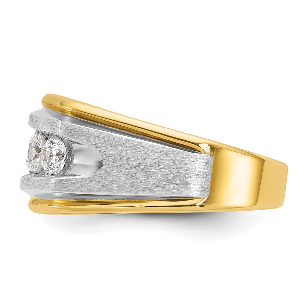 10K Two-Tone Ibgoodman Men'S Polished Satin And Grooved 5-Stone 1 Carat A Quality Diamond Ring