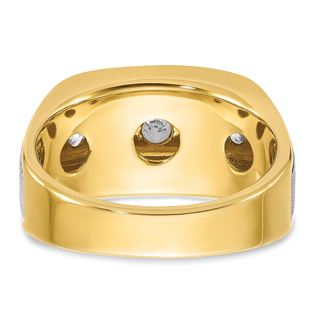 14k Two-tone Two Tone 1 Ct. Lab Grown Diamond VS/SI+ G+ Five Stone Polished and Satin Men's Ring
