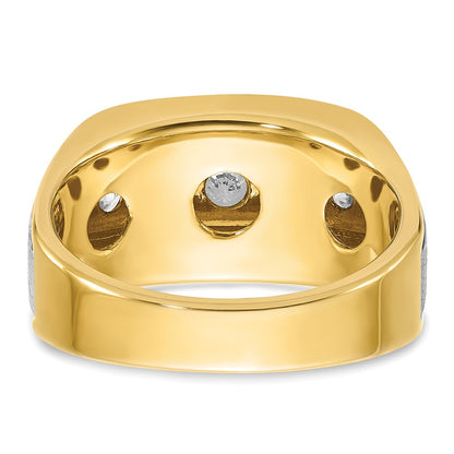 14k Two-tone Two Tone 1 Ct. Lab Grown Diamond VS/SI+ G+ Five Stone Polished and Satin Men's Ring