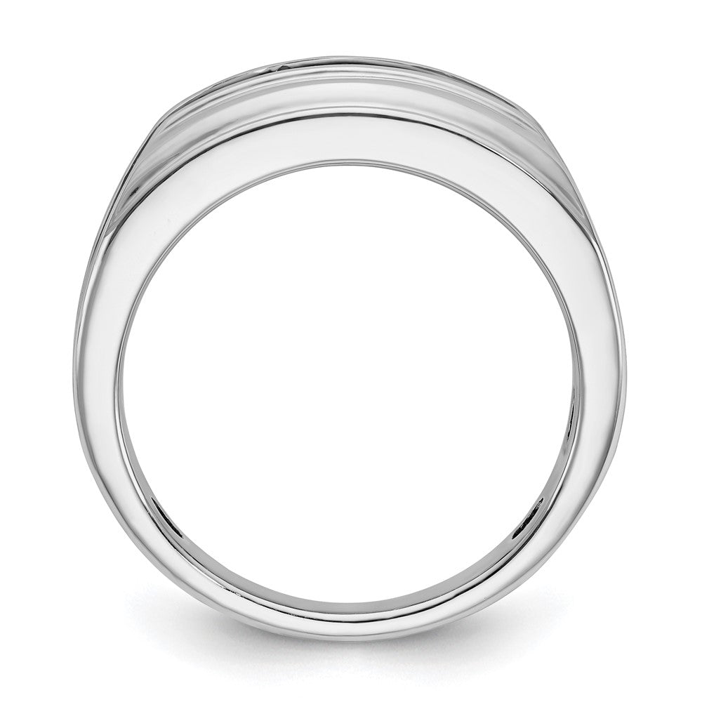 10K White Gold Ibgoodman With Black Rhodium Men'S Polished Satin And Grooved 5-Stone 1/2 Carat A Quality Diamond Ring