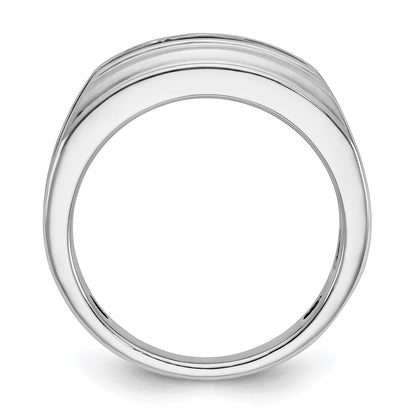 10K White Gold Ibgoodman With Black Rhodium Men'S Polished Satin And Grooved 5-Stone 1/2 Carat A Quality Diamond Ring