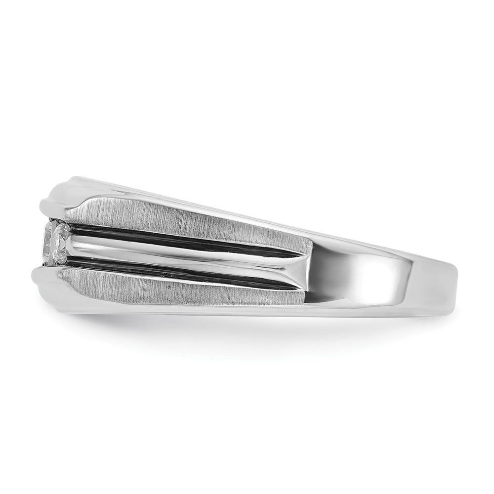 10K White Gold Ibgoodman Men'S Polished Satin And Grooved 5-Stone Ring Mounting
