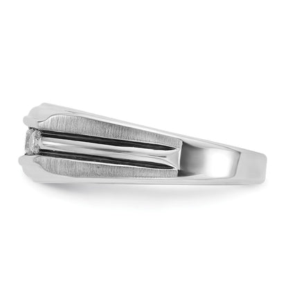10K White Gold Ibgoodman Men'S Polished Satin And Grooved 5-Stone Ring Mounting