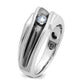 14k White Gold with Black Rhodium 1/5 Ct. Lab Grown Diamond VS/SI+ G+ Polished Satin and Grooved Men's Ring