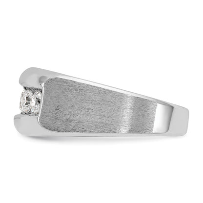 14k White Gold 1 Ct. Lab Grown Diamond VS/SI+ G+ Five Stone Polished and Satin Men's Ring