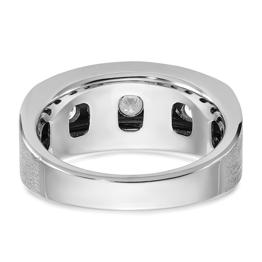 14k White Gold 1 Ct. Lab Grown Diamond VS/SI+ G+ Five Stone Polished and Satin Men's Ring