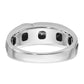 14k White Gold with Black Rhodium 1/4 Ct. Lab Grown Diamond VS/SI+ G+ Polished Satin and Grooved Men's Ring