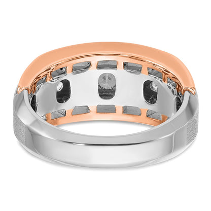 14K White/Rose Gold Two Tone Rose and White 1 Ct. Lab Grown Diamond VS/SI+ G+ Satin Five Stone Cut Out Men's Ring