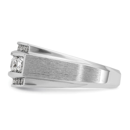 10K White Gold Ibgoodman Men'S Polished And Satin 3-Row 1 1/4 Carat A Quality Diamond Ring