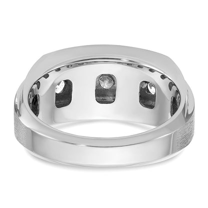10K White Gold Ibgoodman Men'S Polished And Satin 3-Row 1 1/4 Carat A Quality Diamond Ring