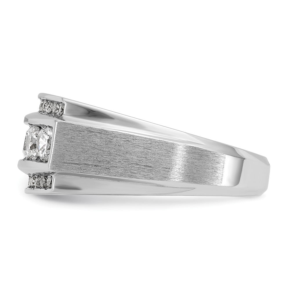 14k White Gold 1 1/5 Ct. Lab Grown Diamond VS/SI+ G+ Polished and Satin Three Row Men's Ring