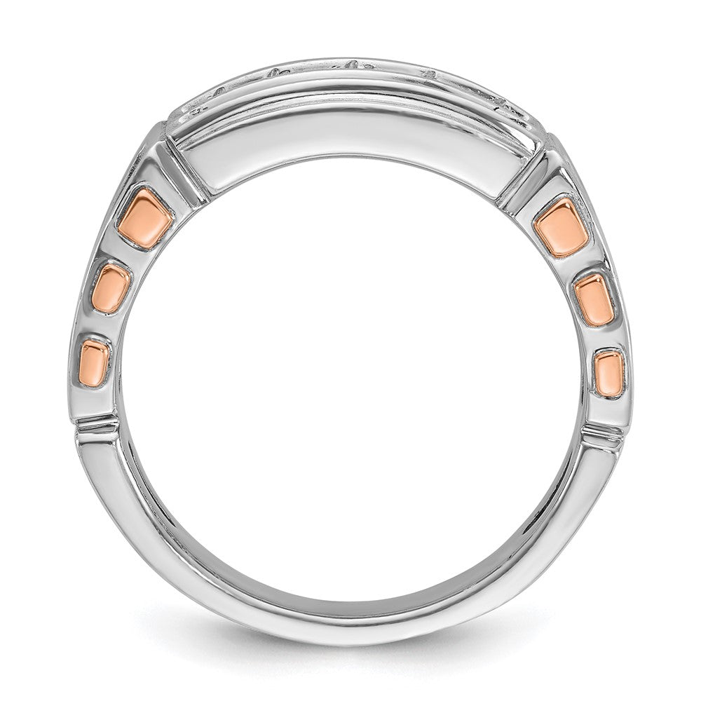 14K White/Rose Gold Two Tone Rose and White 1 Ct. Lab Grown Diamond VS/SI+ G+ Two-Row Cut-Out Men's Ring