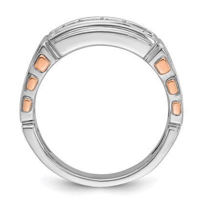 14K White/Rose Gold Two Tone Rose and White 1 Ct. Lab Grown Diamond VS/SI+ G+ Two-Row Cut-Out Men's Ring