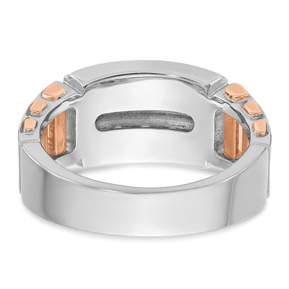 14K White/Rose Gold Two Tone Rose and White 1 Ct. Lab Grown Diamond VS/SI+ G+ Two-Row Cut-Out Men's Ring