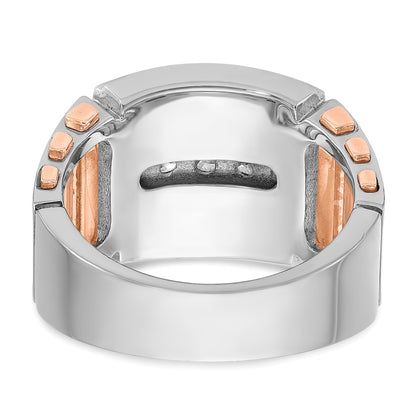 14K White/Rose Gold Two Tone Rose and White 1 5/8 Ct. Lab Grown Diamond VS/SI+ G+ Three-Row Cut-Out Men's Ring