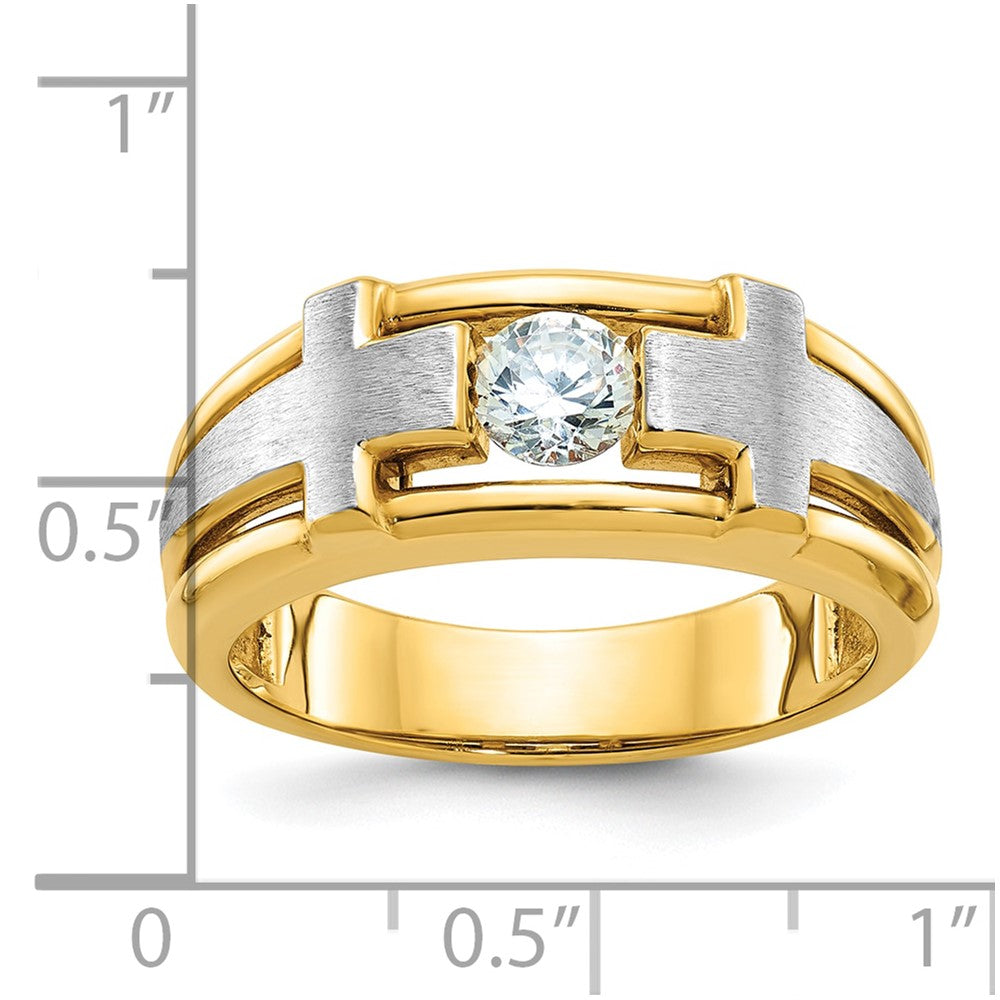 10K Two-Tone Ibgoodman Men'S Polished Satin And Cut-Out Cross Ring Mounting